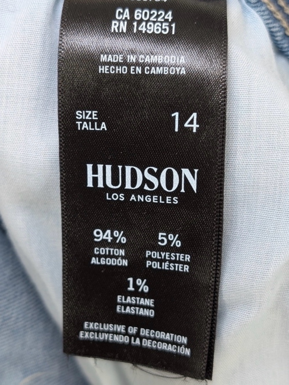 Hudson Signature Flap Pocket Ankle Crop Straight Leg Jeans Sz 14 Lt Wash Denim - Picture 12 of 14